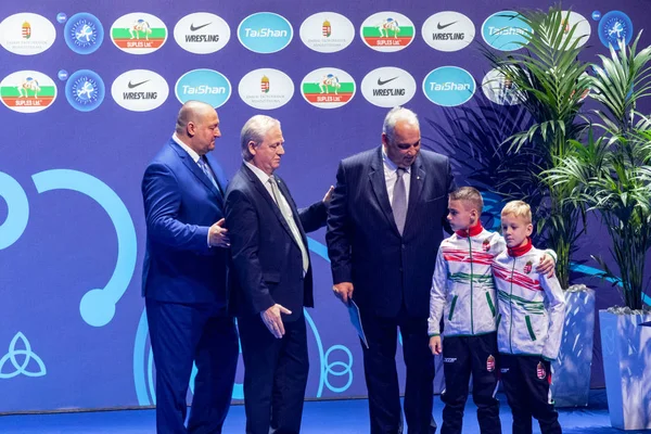 Budapeste Hungria Outubro 2018 Cerimônia Abertura Campeonato Mundial Wrestling Onde — Fotografia de Stock