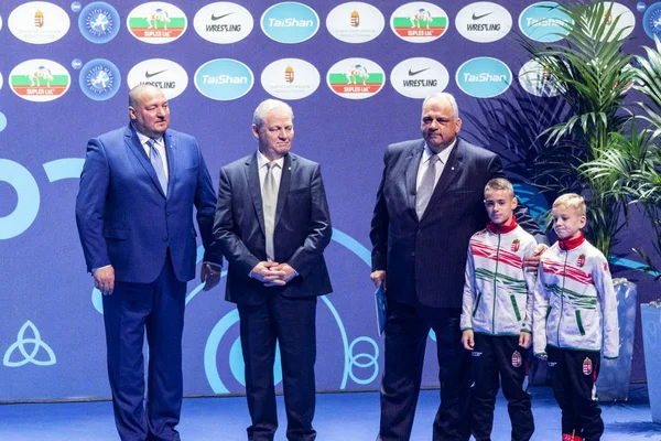 Budapeste Hungria Outubro 2018 Cerimônia Abertura Campeonato Mundial Wrestling Onde — Fotografia de Stock