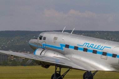 Budaors, Macaristan - 2 Eylül 2018: Li-2 uçak Ha Lix bu uçak yaklaşık 65 yaşında. Dc 3 Lisansı altında Sovyetler tarafından yaptırılmıştır