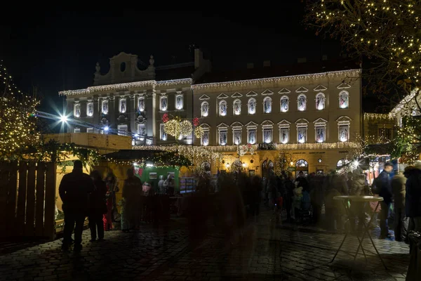Budapeste Hungria Dezembro 2018 Feira Natal Praça Szentlelek Obuda Budapeste — Fotografia de Stock