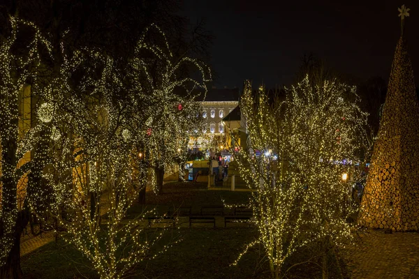 Feira Natal Praça Szentlelek Obuda Budapeste — Fotografia de Stock