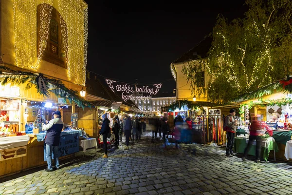 Budapest Hungría Dec 2018 Feria Navidad Plaza Szentlelek Obuda Budapest — Foto de Stock