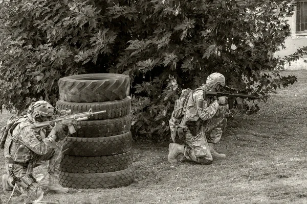 Nagyatad Ungarischer September 2018 Ungarische Militäreinheiten Während Einer Städtischen Kriegsführungsübung — Stockfoto