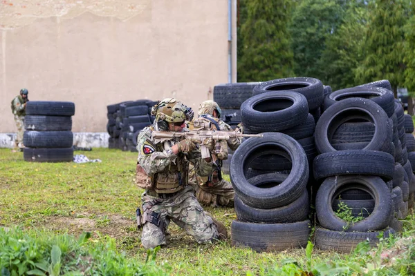 Nagyatad Ungarischer September 2018 Ungarische Militäreinheiten Während Einer Städtischen Kriegsführungsübung — Stockfoto