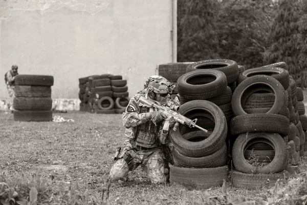 Nagyatad Maďarsko Září 2018 Maďarské Zvláštní Vojenské Jednotky Během Městské — Stock fotografie