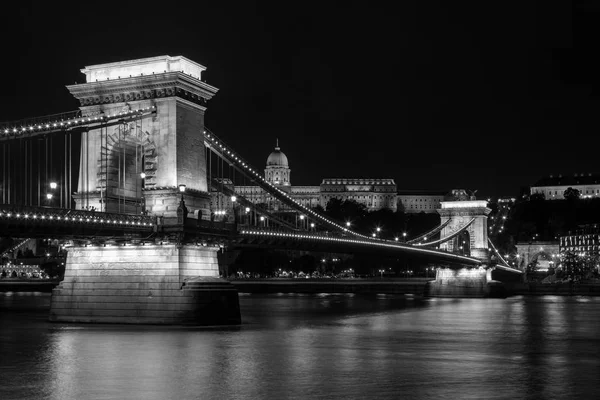 Budapest Panorama Royal Castle Chain Bridge Fisherman Bastian Background Hungary — Stock Photo, Image