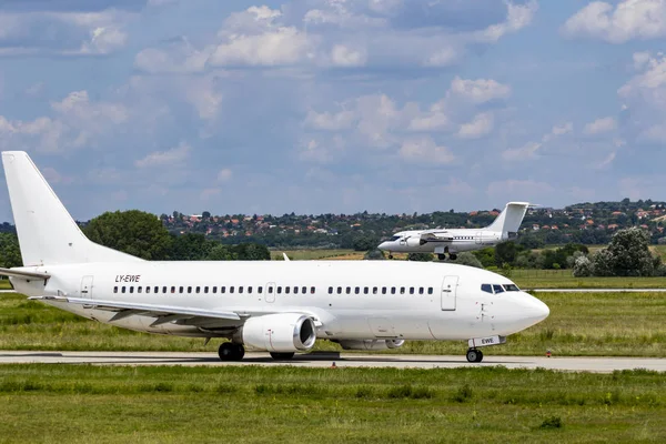 Hongrie Budapest Août 2019 Jet Passagers Attente Décollage Par Une — Photo