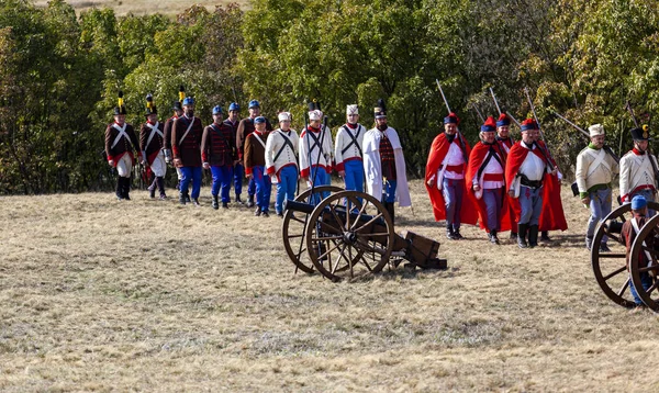 Pkozd Hungary Září 2019 Dělostřelectvo Akci Neidentifikovaní Rekonstruktéři Bojující Maďarsku — Stock fotografie