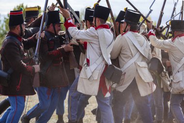 Pkozd Macaristan 29 Eylül 2019: Macaristan 'da 1848 tarihli Bağımsızlık Savaşı' nda savaşan tanımlanamayan yeniden canlandırmacılar. O savaş kazanıldı. Ama özgürlük kısa ömürlüydü.. 