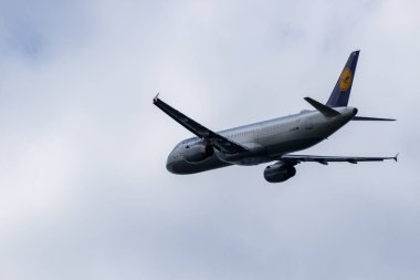 Budapeşte Macaristan 22 Eylül 2019: Lufthansa Havayolu Airbus 'u Budapeşte 