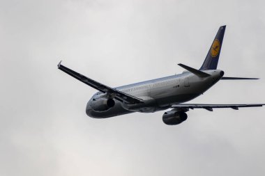 Budapeşte Macaristan 22 Eylül 2019: Lufthansa Havayolu Airbus 'u Budapeşte 