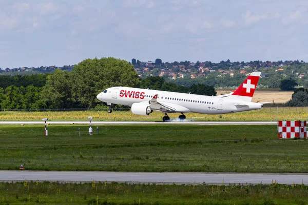 Budapest Ungern Jul 2019 Swissair Airbus 319 Jco Landade Precis — Stockfoto