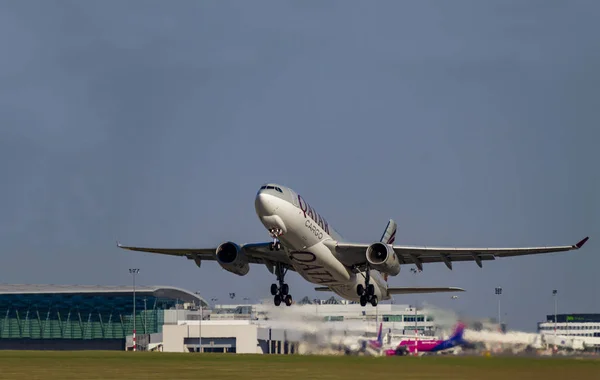 Budapest Ungheria Settembre 2019 Qatar Airline Boeing 787 Sta Atterrare — Foto Stock