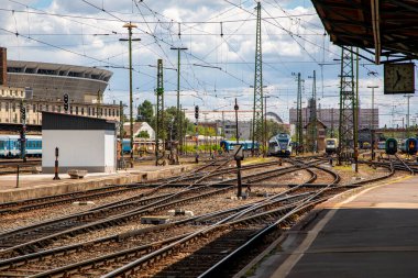  Budapeşte Macaristan - 1 Haziran 2020: Keleti Tren İstasyonu 'nun organizasyon merkezi. Avrupa 'nın en eskilerindendir. Macaristan 'ı Avrupa ve Asya' nın geri kalanına bağlamak. 