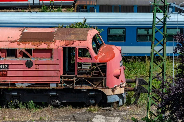 Budapest Hungary Keleti Railway Station Cze 2020 Stare Lokomotywy Nohab — Zdjęcie stockowe