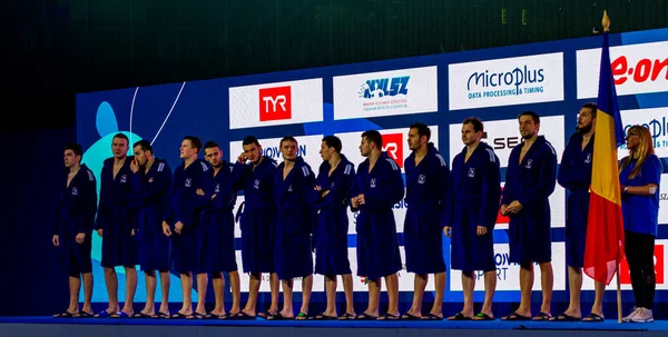 2020年1月24日 第34回欧州男子水ポロ選手権開会式 代表チームの大会 トルコ ルーマニア ルーマニアは20 3で勝利した — ストック写真
