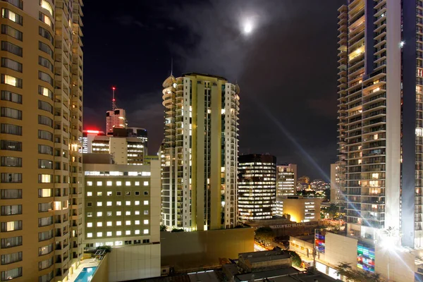 Vanuit Lucht Uitzicht Het Nachtelijke Stadsbeeld — Stockfoto