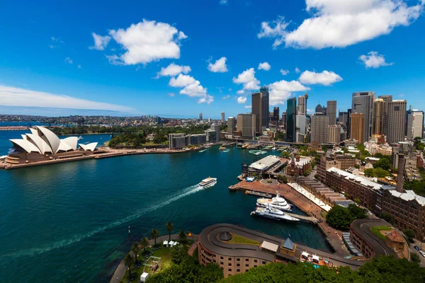 Circular Quay Dzielnicy Biznesowej Sydney Australia Promem Wchodzącym Portu — Zdjęcie stockowe