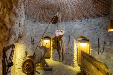 Temesvar Transilvanya Hunyadi Şatosu 14 Eylül 2020: Korkunç bir geçmişi olan zindan ve işkence odası. 