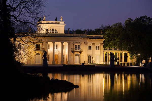 Palace Isle Night Royal Lazienki Park Warsaw Poland Neoclassical Architecture — Stock Photo, Image