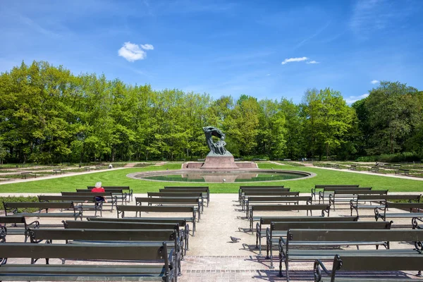 Parco Reale Lazienki Statua Fryderyk Chopin Città Varsavia Polonia — Foto Stock