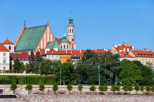 Polen Warszawa Gamla Stan Skyline Med Hus Och Kyrkor Historiska — Stockfoto