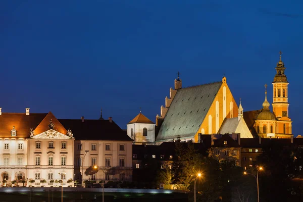 Poland City Warsaw Old Town Skyline Night Royal Castle John — Stock Photo, Image