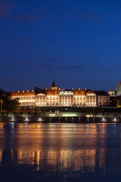 Castello Reale Varsavia Polonia Illuminato Notte Vista Sul Fiume Vistola — Foto Stock