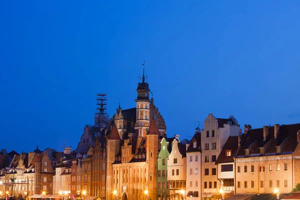 Stadt Danzig Polen Skyline Der Altstadt Bei Nacht Komposition Mit — Stockfoto