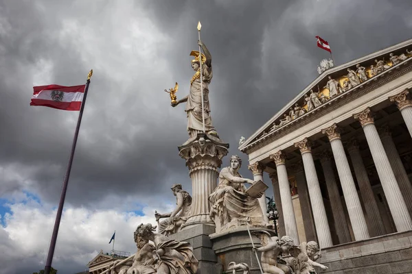 Austria Città Vienna Statua Della Dea Greca Atena Fontana Pallade — Foto Stock