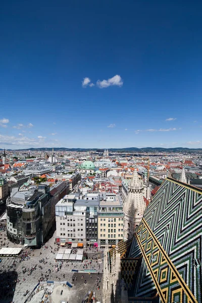 Stad Wenen Van Bovenaf Oostenrijk Hoofdstad Stadsgezicht Met Stephansplatz Plein — Stockfoto