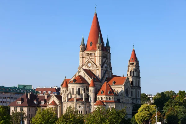 Austria Vienna Saint Francis Assisi Church 1910 Rhenish Romanesque Style — Stock Photo, Image