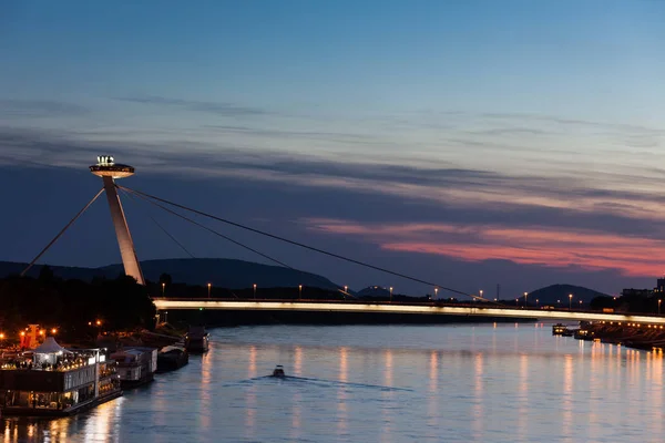 Slovakia Bratislava Mest Snp Bro Eller Ufo Bron Över Donau — Stockfoto