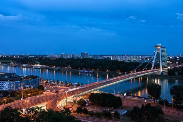 Bratislava Skyline Capital Cidade Com Maioria Snp Nova Ponte Rio — Fotografia de Stock