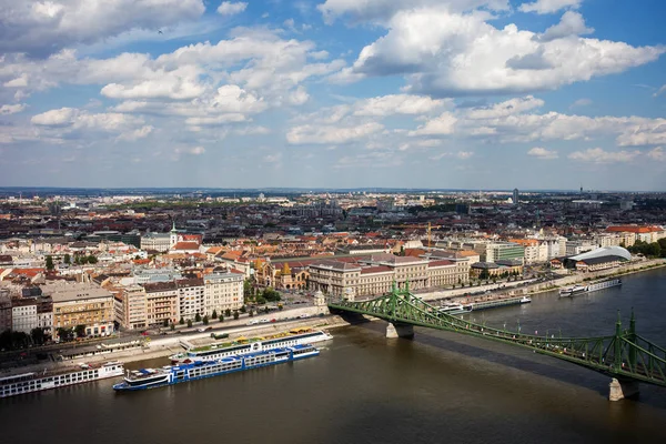 Budapesten Magyarország Légi Nézd Városkép Pesti Oldalon Szabadság Híd Duna — Stock Fotó