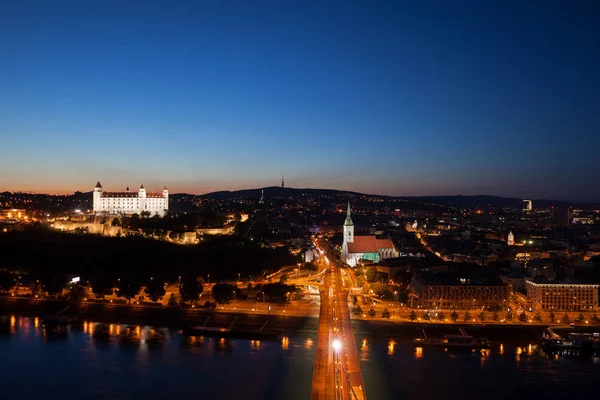 Bratislava Slowakije Nachts Uitzicht Hoofdstad Donau — Stockfoto