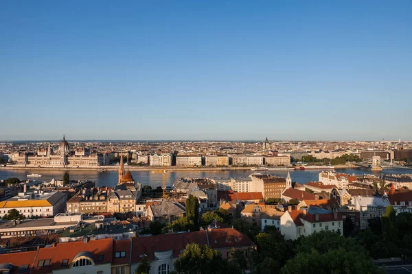 Ungarn Budapest Skyline Der Hauptstadt Bei Sonnenuntergang Blick Von Buda — Stockfoto