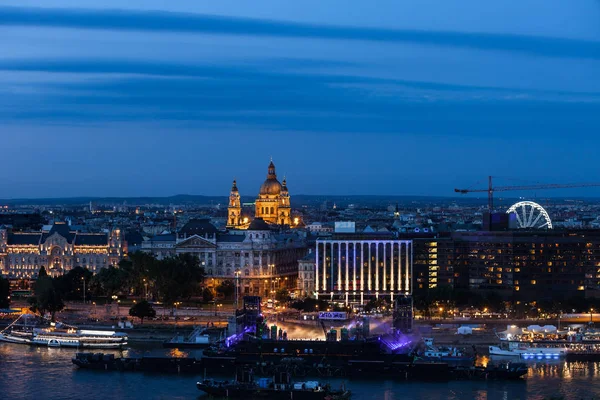 Budapest Ciudad Skyline Centro Atardecer Ciudad Capital Hungría Paisaje Noche — Foto de Stock