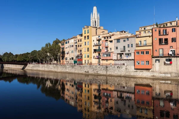 Stadt Girona Altstadtsilhouette Katalonien Spanien Altstadt Barri Vell Historische Häuser — Stockfoto