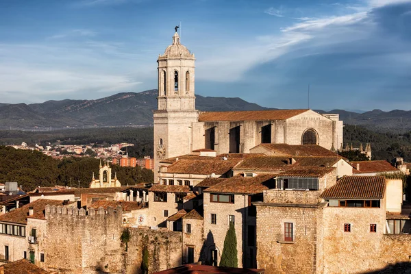 Gerona Stad Historische Architectuur Oude Stad Met Kathedraal Van Saint — Stockfoto