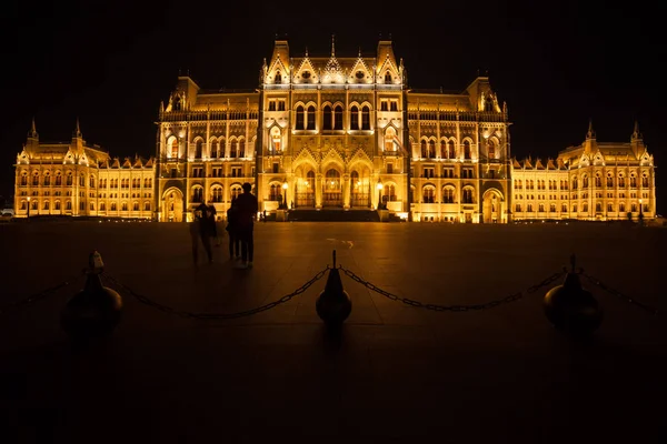 Hungarian Parliament Building Illuminated Night Budapest Hungary Gothic Revival Style — Stock Photo, Image