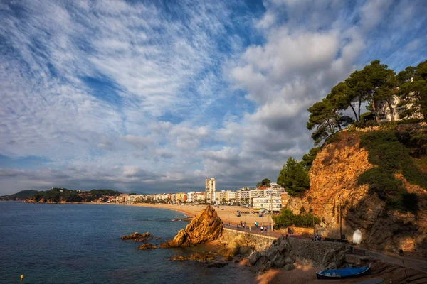 Lloret Mar Város Földközi Tenger Napkeltekor Costa Brava Katalónia Spanyolország — Stock Fotó