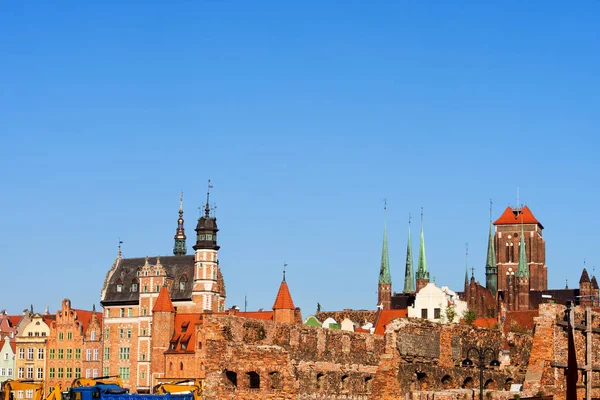 Cidade Gdansk Skyline Cidade Velha Polônia Com Ruínas Construção Segunda — Fotografia de Stock