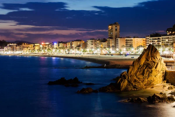 Lloret Mar Seaside Resort Skyline Skymningen Medelhavet Costa Brava Katalonien — Stockfoto