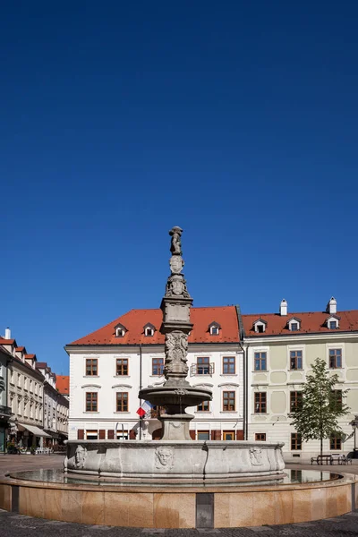 Bratislava Şehir Roland Fountain Üzerinde Ana Meydanı Hlavne Namestie Slovakya — Stok fotoğraf