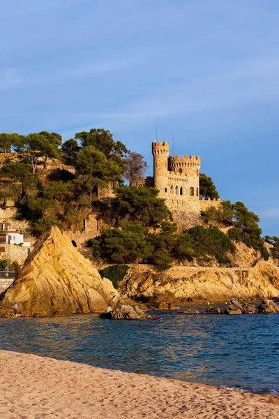 Lloret Mar Town Costa Brava Catalonia Spain Beach Cliff Castle — Stock Photo, Image