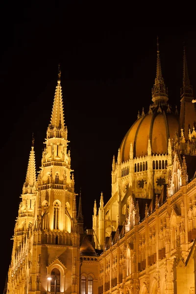 Ungarns Parlament Bygning Belyst Natten Budapest Ungarn Gotisk Genoplivning Stil - Stock-foto