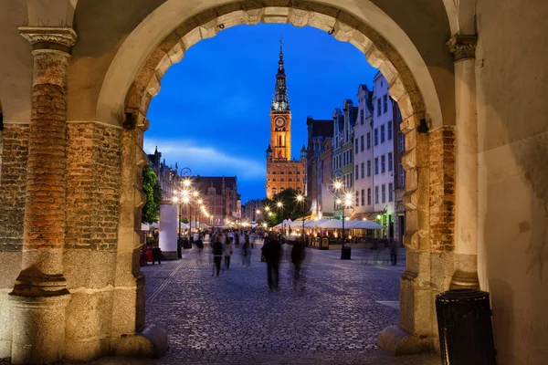 Gdansk Gamla Stan Kvällen Twilight Polen Visa Genom Green Gate — Stockfoto