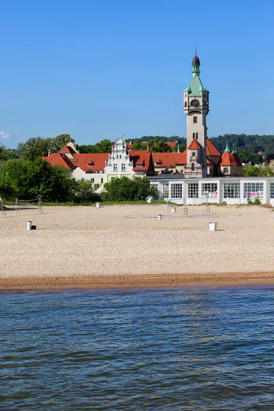 Sopot Tatil Kıyı Kasabası Polonya Plaj Eski Deniz Feneri Baltık — Stok fotoğraf
