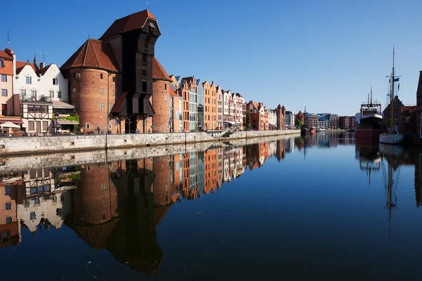 Skyline Ville Gdansk Pologne Vue Sur Rivière Avec Reflet Dans — Photo